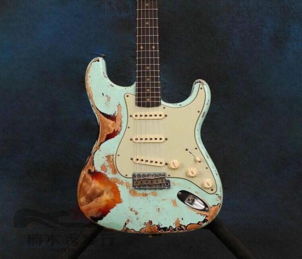 Новая гитара ручной работы 6 укусов Relic Guitarrahigh Качественные пикапы розового дерева.