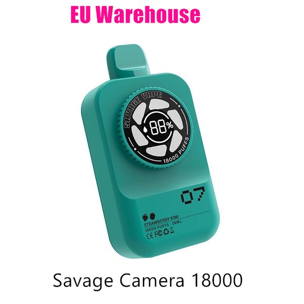 Savage Camera Vape 18k Puff 18000 28ml Juice Vaper Ondoble Vapes e Сигарета 10 вкуса Экран Экран 2% 3% 5% NIC СЕМЕ