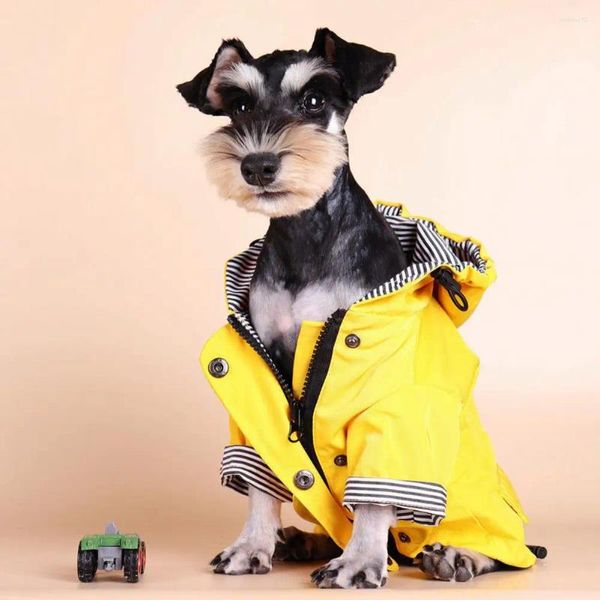 Abbigliamento per cani Pratico per animali domestici Rain abbigliamento giallo a due gambe per cani di moda per la pelle con cappuccio con cappuccio.