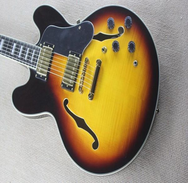 China Guitar Factory Custom 100 New Vintage Sunburst F Hole Hollow Body ES 3 E -Gitarre6100835