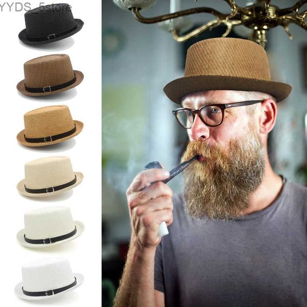 Chapéus de aba larga caçamba mass de porco de porco tampa de sun sumnhat remo a lavagem marinheiro straw praia fedora trilby ao ar livre viagens tamanhos 7 1/4 uk l yq240407