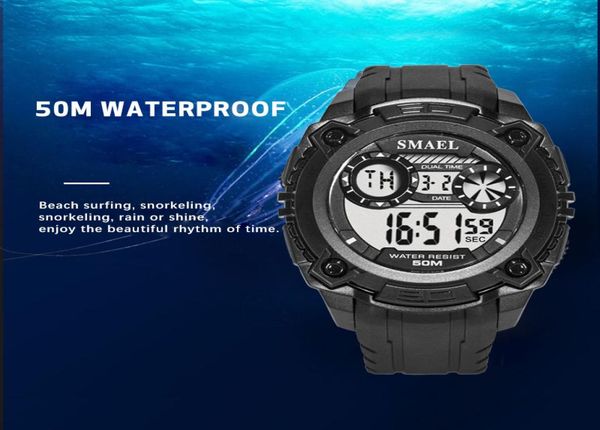 SMAEL 2020 MEN MEN WATE 50 м В водонепроницаемых бренде Smael Top Led Sport Watch Shock Army Watches Men Antry 1390 LED Digital7620020