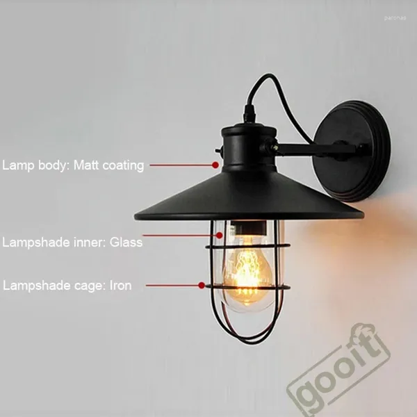 Lampada a muro Vintage Loft Light Industrial Edison per Bar Cafe