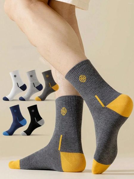 Herrensocken 5 Paar Buchstabe Farbe Sport All-in-One Midrohr Herbst- und Winterfeuchtigkeit absorbierbar atmungsaktiv