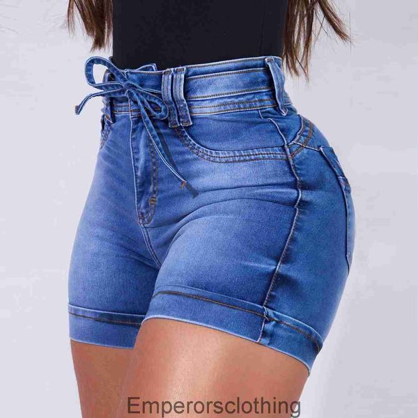 Lace up shorts jeans para feminino com cintura alta sexy slim fit perna reta A-line calça quente