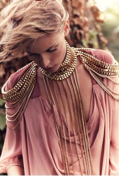 Kolyeler Chran Çarpıcı !!! Altın tam metal vücut omuz zinciri takı kolye bel bikini koşum elbisesi dekor köle zinciri mücevher