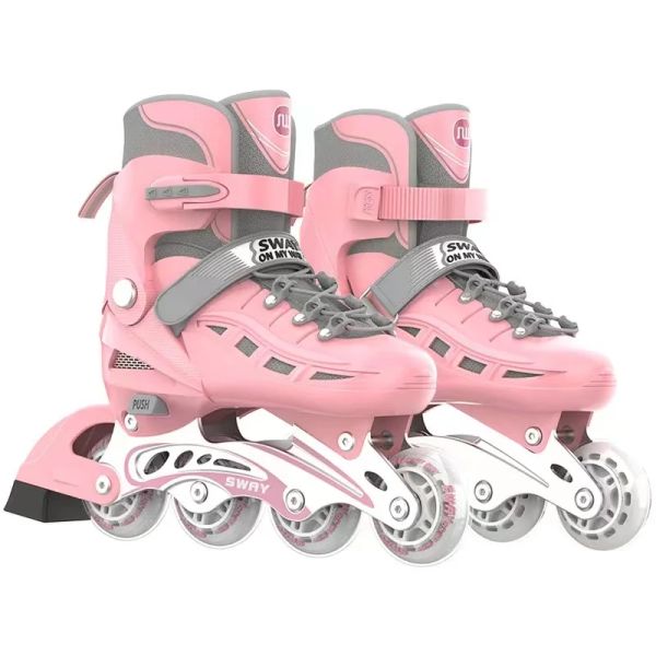 Schuhe Kinder Erwachsene Verstellbare Walzen Skates Schuhe Patins Full Set Kids Straight Row Inline Skating Combo Set 4 Räder Flash -Turnschuhe
