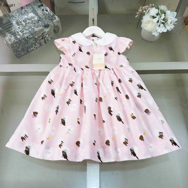 Brand Girls Partydress Kids Designer Kleidung hellrosa Design Baby Rock Größe 100-160 cm Tiermuster Prinzessin Kleid 24APRIL