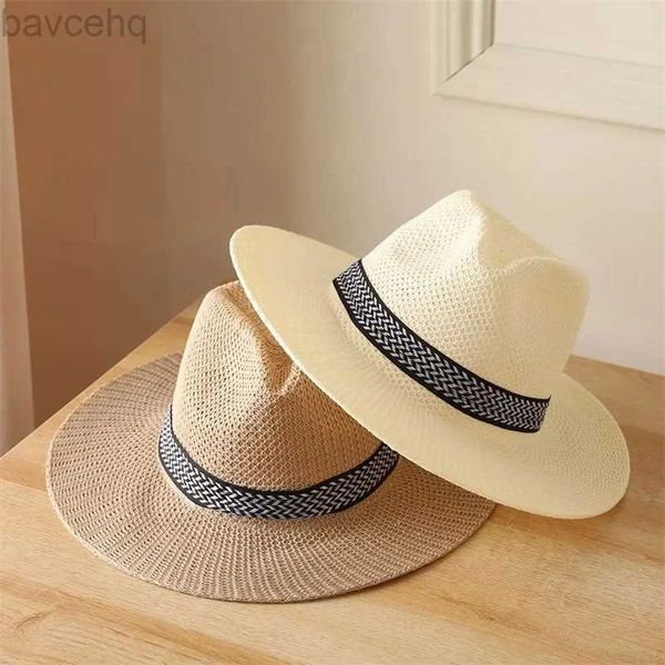 Geniş Memlu Şapkalar Kova Şapkaları Kadın Erkekler Yaz Modaya Plaj Güneş Straw Panama Caz Şapkası Kadın Kovboy Fedora Şapkaları Gangster Cap Chapeau Çocuk Çocuk Şapka Sunhat 240407
