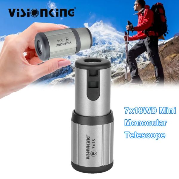 Telescópios Visionking 7x18 poderoso monocular de longo alcance de telescópio prismático copos de escopo de camping watching birding spotting scope mini