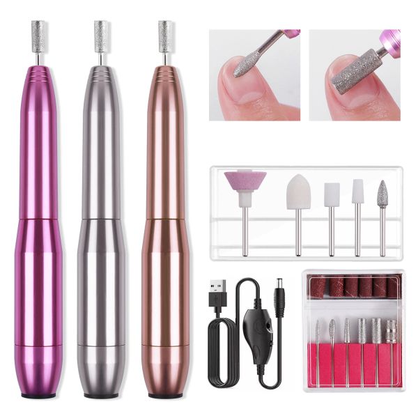 Bits Electric Nagel Bohrmaschine Manikürenmaschine Set Plattierung Rose Red Milling Cutter USB Ladung professionelle Nagelausrüstung Pediküre Werkzeug