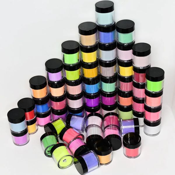 Garrafas 10jars 3 em 1 acrílico unhas pó conjunto de cores vibrantes (como aleatório) de 10g cada para o design de unhas design de acrílico em pó de coleta de unhas