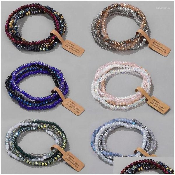 Perlenstrang 3x4mm facettierte Kristallperlen Armband Farbe Runde Glas Paar elastische Charme Armbänder Jubiläumsgerichtsbund Geschenk Drop DHLPG