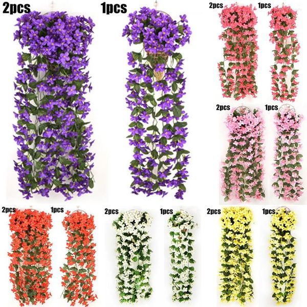 Dekorative Blumen künstliche violette Blume Simulierte falsche Plastikwand Hängende Seidenparty Hochzeitsschwung Balkon Yard Dekor