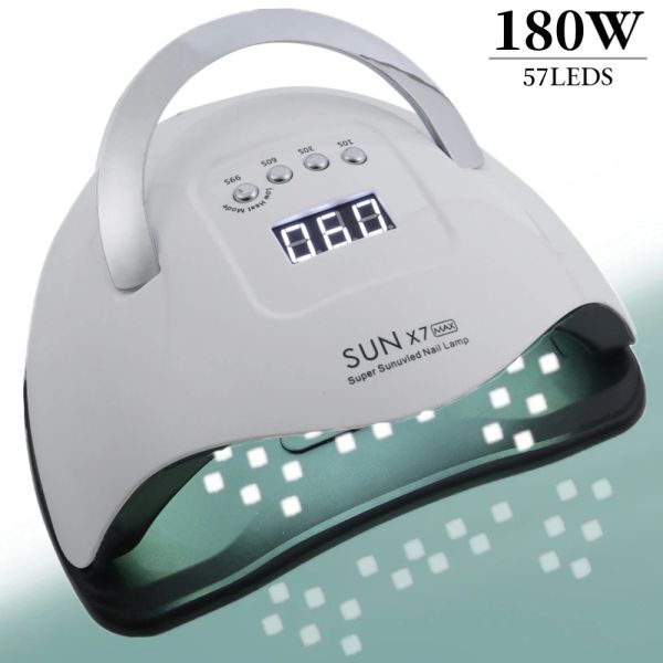 Restos 180W Sun X7 Max UV LED LED MANICURE Lâmpadas de unhas Secador de unhas para curar ferramentas de unhas em gel UV com sensor LCD Display