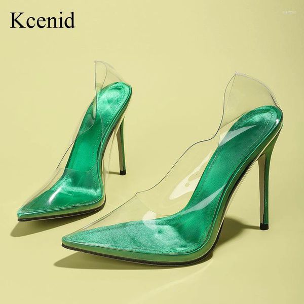 Kleiderschuhe kcenid klare pvc transparente Pumpen sexy farbenfrohe Stilettos High Heels spitzer Zehen Womens Party Nachtclub Sommer