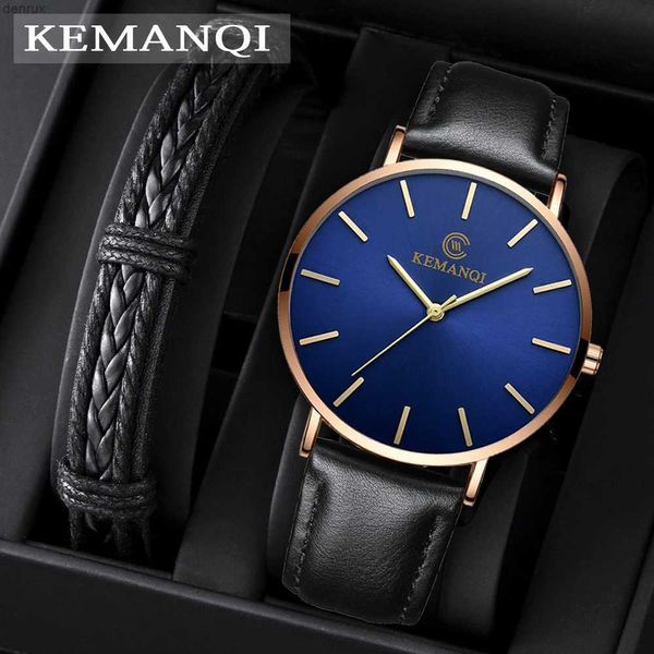 Andere Uhren 2023 Luxus Herren Watch Brand Business Style Blue Light Mens Quartz Watch Vintage Leder Sport Armband Gurt Takt Reggio Mens Watchl240403