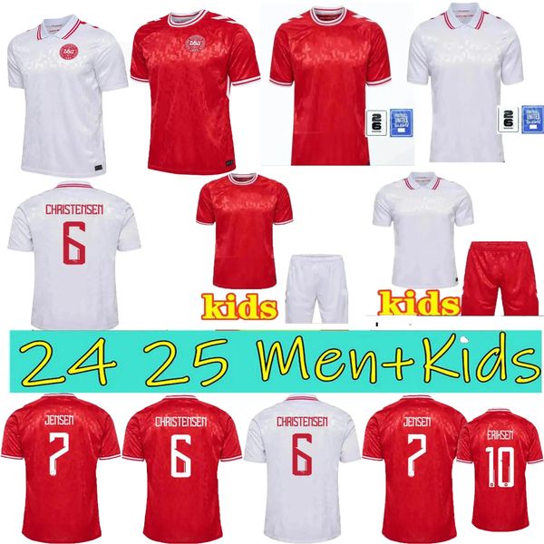 24/25 Dinamarca Maehle Mens Confortável Equipe Nacional de Jerseys de futebol ao ar livre Andersen Jensen Eriksen Hojbjerg Hojlund Dolberg Home Away Futebol camisetas uniformes