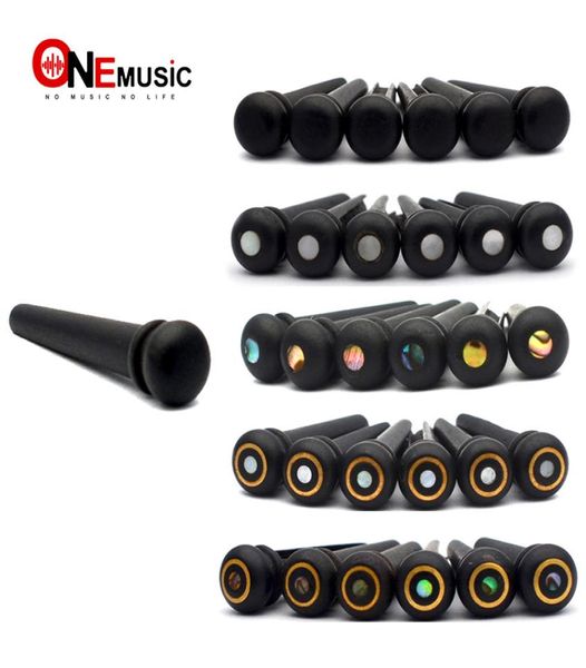 GetMusic 60pcslot Ebenholz Akustik Gitarrenbrückenstifte Real Shell Dot Gitarrendruck String Nägel Pin Gitarrenteile Black4312855