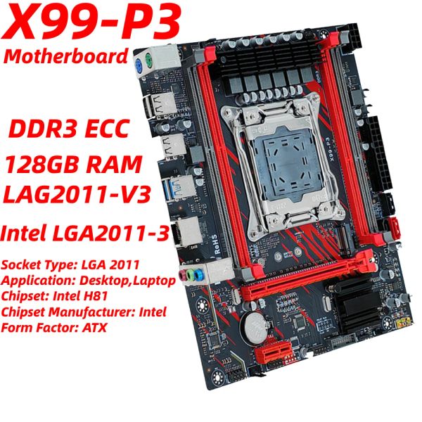 Motherboards X99 DDR3 ECC Motherboard Kit Desktop Server Motherboard 1866MHz LAG2011V3 Computer Motherboard 128 GB RAM M.2 Port NVME/SATA ATX