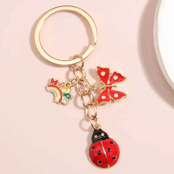 Keychains Bedanyards Adorável Animal Kichain Ladybird Butterfly Butterfly Key Ring Ring Onel Cadeiras para homens Men Men Bolsa Acessorie Diy Jewelry Gifts Q240403