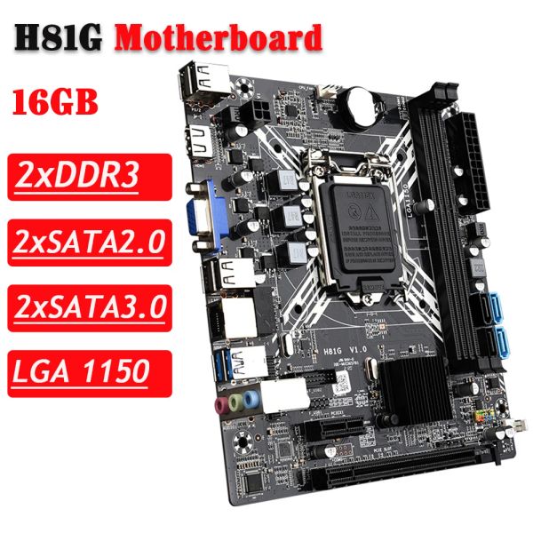 Motherboards H81G LGA 1150 Motherboard Support DDR3 SATA3.0 USB3.0 MICRO ATX PC Server Motherboard 16GB 2XDDR3 Motherboard Combo Kit