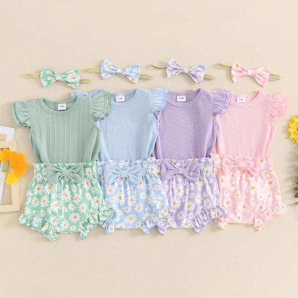 Roupas de roupas nascidas de garotas de verão roupas de roupas adoráveis mangas de manga curta