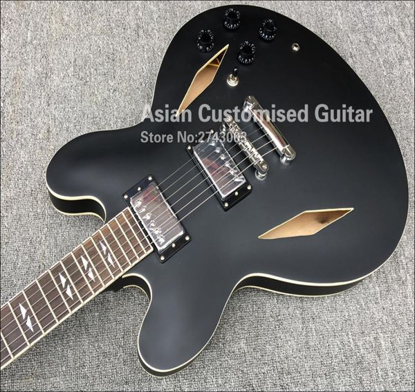 Loja personalizada Dave Grohl DG335 Matte Black Semi Hollow Body Jazz Guitar Guitarra Guitarra Diamo