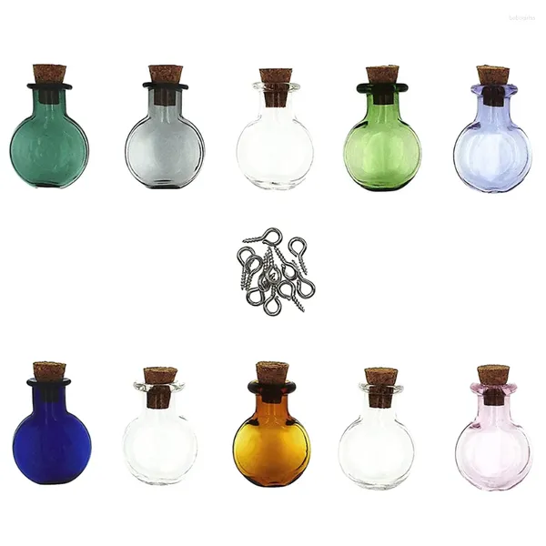 Vasen 10 Stcs Deckung Terrarium Nebel Halskette Anhänger Flasche Holz kleine Glasflaschen