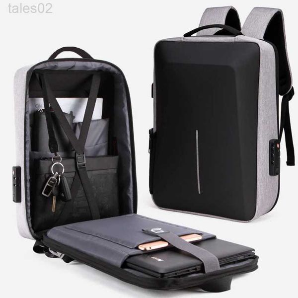Многофункциональные сумки мужские случайные рюкзаки с жесткой оболочкой против крагонов с высокой пропускной способностью USB-зарядка модный бизнес-компьютер YQ240407