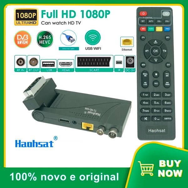 Box Haohsat DVBT2HD666 Scart HD H.265 DVBT2 Digital TV Tuner Италия Россия DVBT2 H265 HEVC HD Декодер DVB T2 Территный приемник