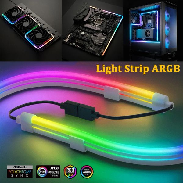 Ratos rgb tira de led 5v 3pin argb aura sincroniza chassi de computador neon barra de luz decorativa dura/ flexível fita de lâmpada para pc mainboard