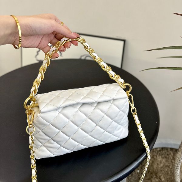 Lüks tasarımcı kadınlar kapitone crossbody çanta çifte altın zincir siyah küçük omuz çantası bayan vintage yüksek kaliteli orijinal deri çok pochette el çantası