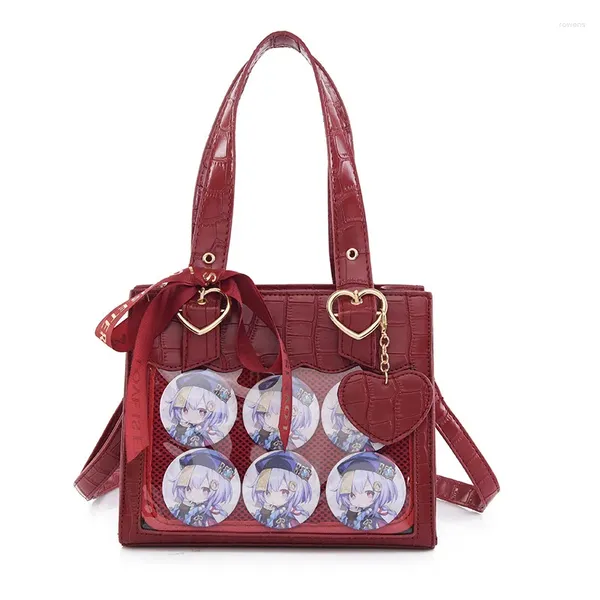 Totes süße Uniform Bogen Ita Bag Alligator Herz transparent klare Einkaufstaschen Teenager Mädchen Lolita Schulter Harajuku JK Handtasche