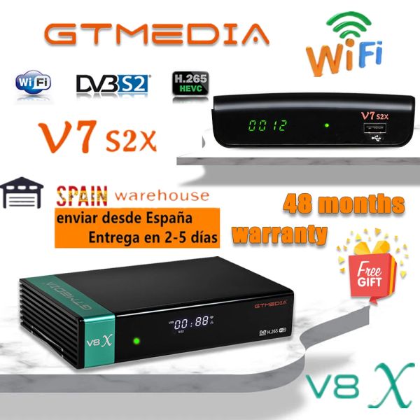 Caixa V8X Receptor de satélite H.265 O decodificador SAT HEVC suporta CA Card Card Global Universal Explosion Network Upgrade TV Box