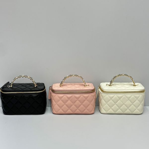 Дизайнерские женские сумочки роскошная мини -портативная коробка косметическая помада сумки овчина черная дама