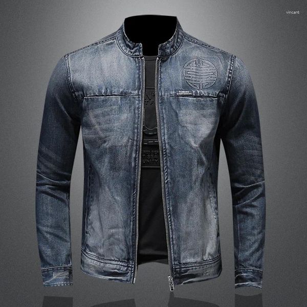 Jackets masculinos 2024 Moda de primavera de alta qualidade Bonícola com bom casual e zíper americano Jaqueta de jeans M-5xl