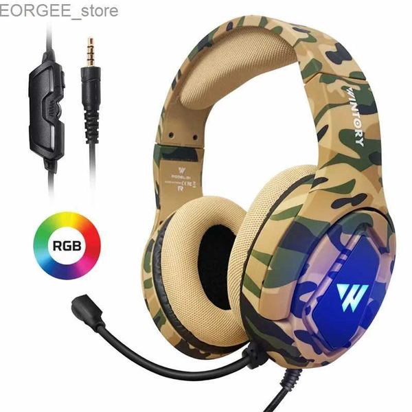 Mobiltelefone Ohrhörer professionelle Kopfhörer für PS4 PC Xbox One PS5 Rauschstornie MIC -Kopfband LED LED LICED Gaming Headset Headphone Y240407