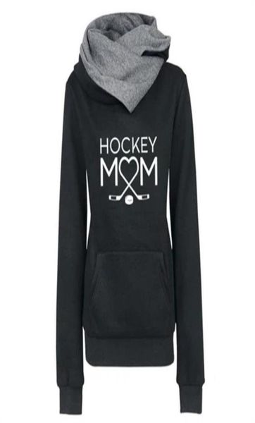 Felpa con cappuccio per donne per donne hockey mom lettere stampare