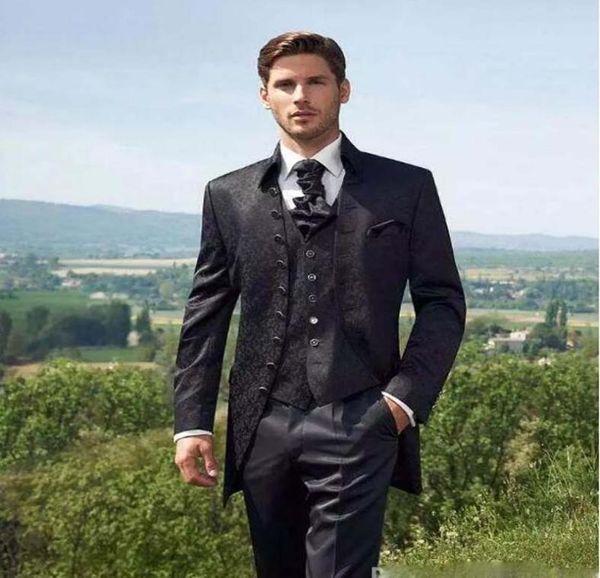 Tuxedos de noivo preto feitos sob medida Men smoking Men Tuxedos Dinner Wedding Wedding Formal Prom Taços Jacketpantsvesttie8916379