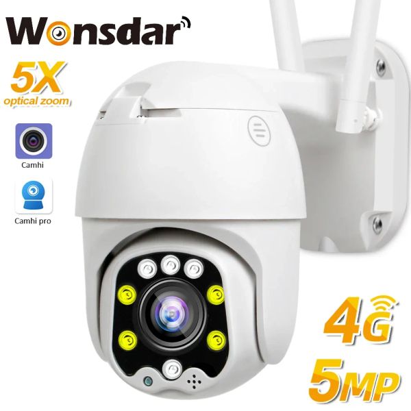 Câmera IP da Câmbio IP do cartão SIM 4G 4G 5MP 1080p Câmera de segurança ao ar livre 5x zoom óptico wi -fi ptz camera rastreamento automático