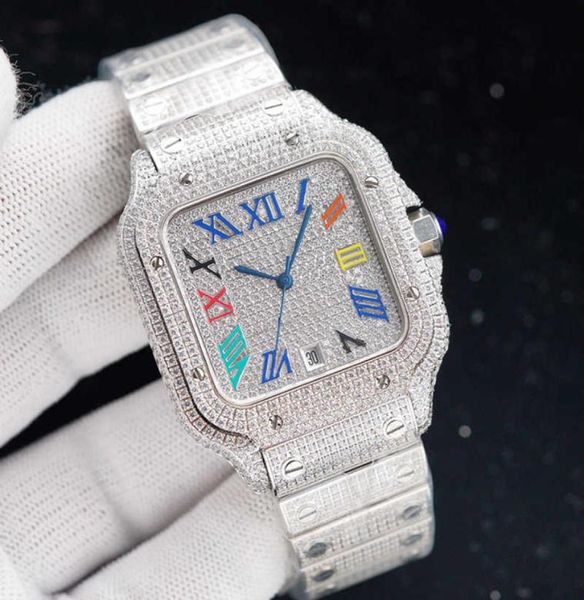 Нарученные наручные часы бриллианты Мужские часы Автоматические механические часы 40 мм с бриллиантовым стальным браслетом VVS1 GIA BRISTWATC9081048