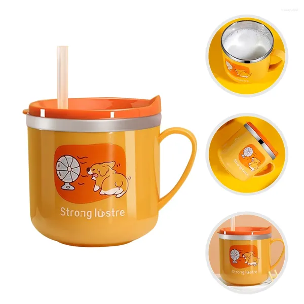 Tazze sippy tazza di tazza per bambini latte cartone animato con copertura per bambini 316 fodera in acciaio inossidabile bambino acqua