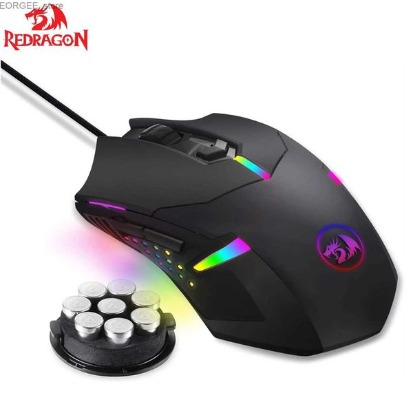 Ratos redragon m601 rgb mouse games wired 7 botões de botão programável mouse macro gravação configurações de ajuste de peso 7200 dpi windows pc y240407