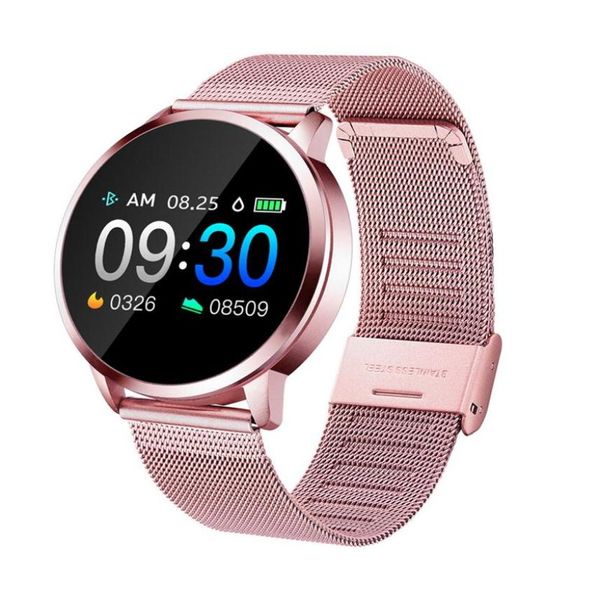 Q8 OLED Bluetooth Smart Watch inossidabile in acciaio inossidabile dispositivo indossabile dispositivo smartwatch orologio da polso da polso donna donna fitness tracker sleep mon4191855