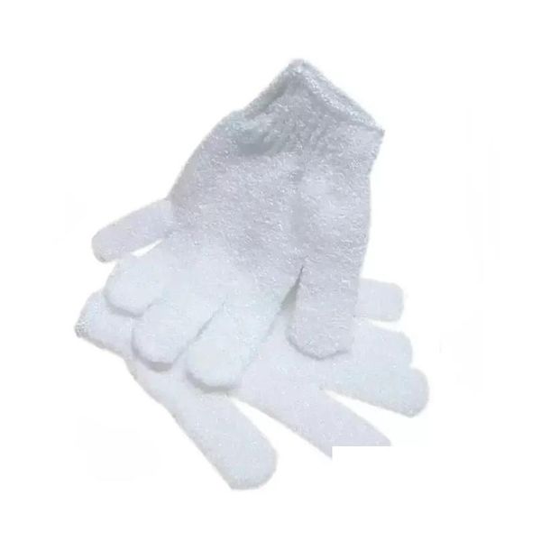 Escovas de banho, esponjas esfoliantes de nylon brancos luvas de chuveiro esfoliante Luvas esfoliantes Spa Spa de pele morta Célula atacado FY8464 11 DH9VT