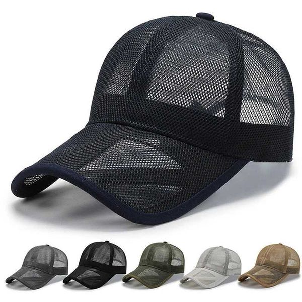Top Caps Mens 2023 Yaz Tüm Net Beyzbol Şapkası Hızlı Kurutma Soğutma Güneş Koruma Golf Çalışma Ayarlanabilir Düğme Q240403