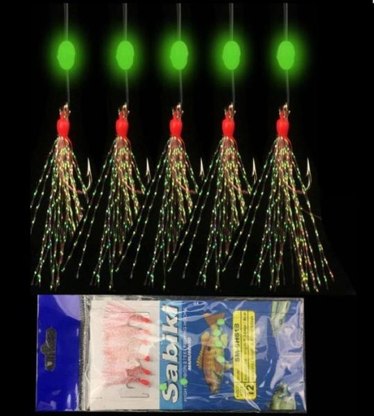 50BAG Sabiki Pesca Allenate di piattaforma rosa con un gancio affilato con tackle di pesca a fagioli luminosi996470222752958