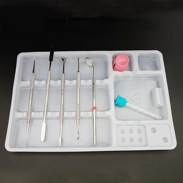 Vassoio per strumenti di plastica dentale per organizzare e separare in modo efficiente gli apparecchi e i materiali di consumo di strumenti dentali in