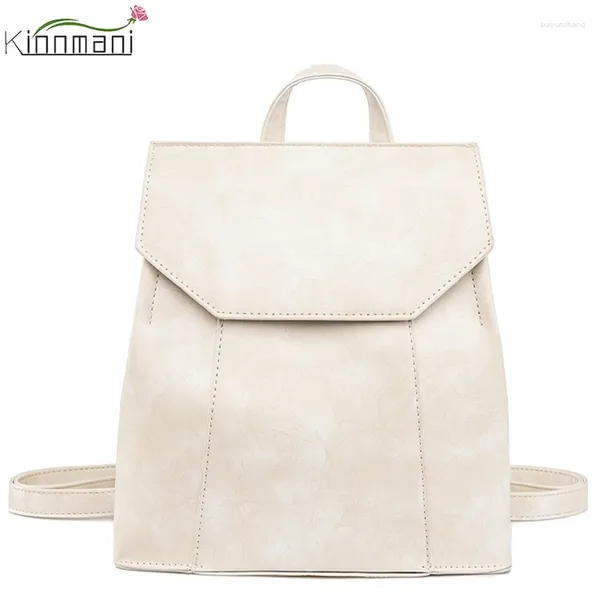Школьные сумки мода женский рюкзак простой большой способность студентов школы 2024 Дизайнер бренд с твердым цветом одиночный плечо